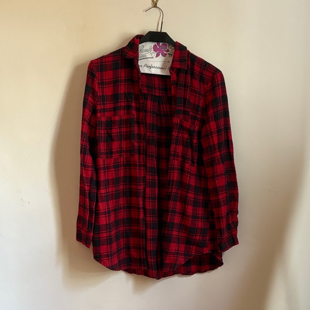 Full Tilt Red and Black Plaid Sweater